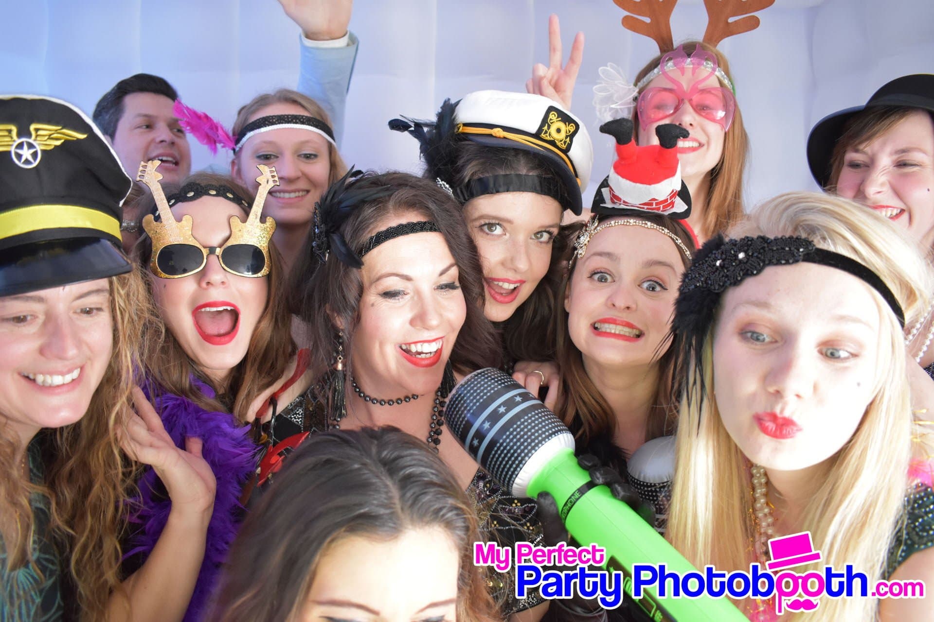 Guests at a Roaring 1920s-themed Christmas party