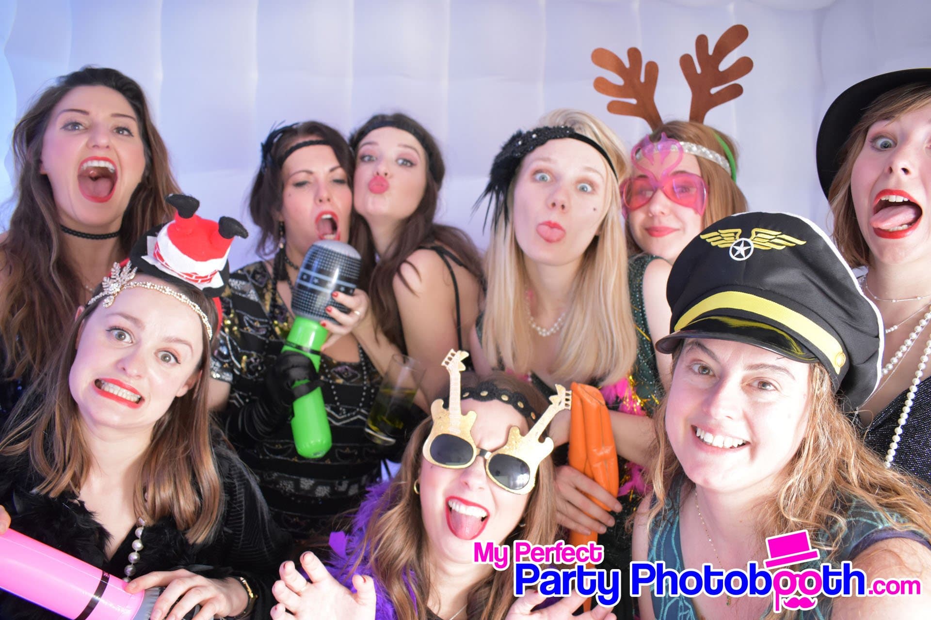 Guests at a Roaring 1920s-themed Christmas party