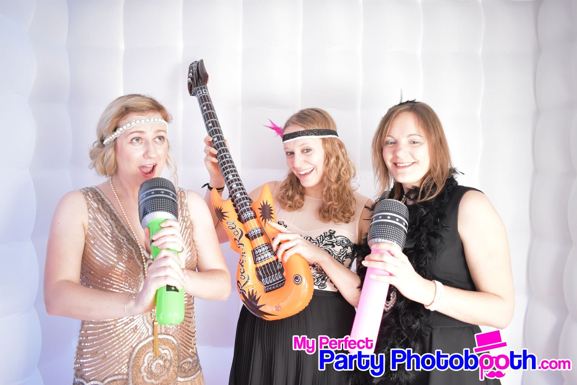 Guests at a Roaring 1920s-themed Christmas party