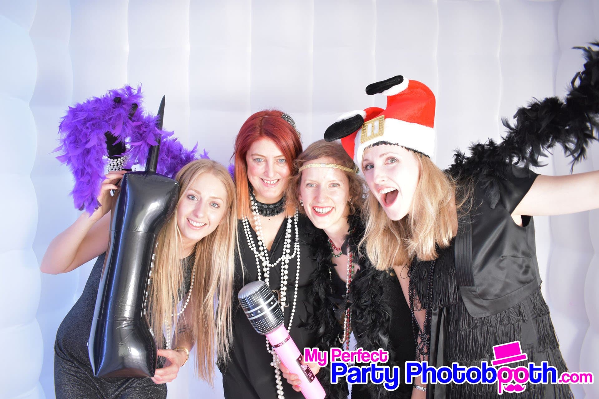 Guests at a Roaring 1920s-themed Christmas party