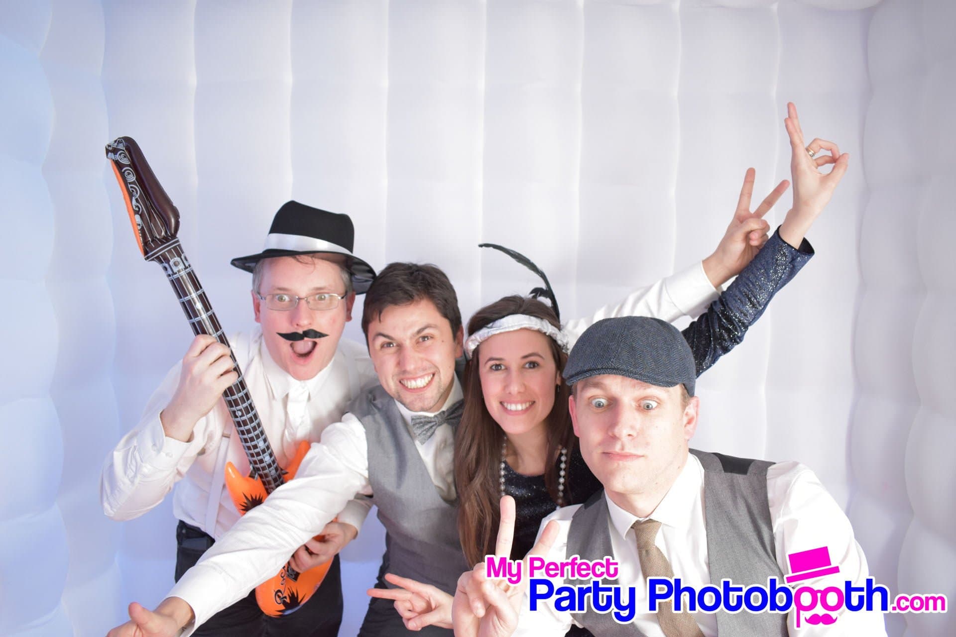 Guests at a Roaring 1920s-themed Christmas party