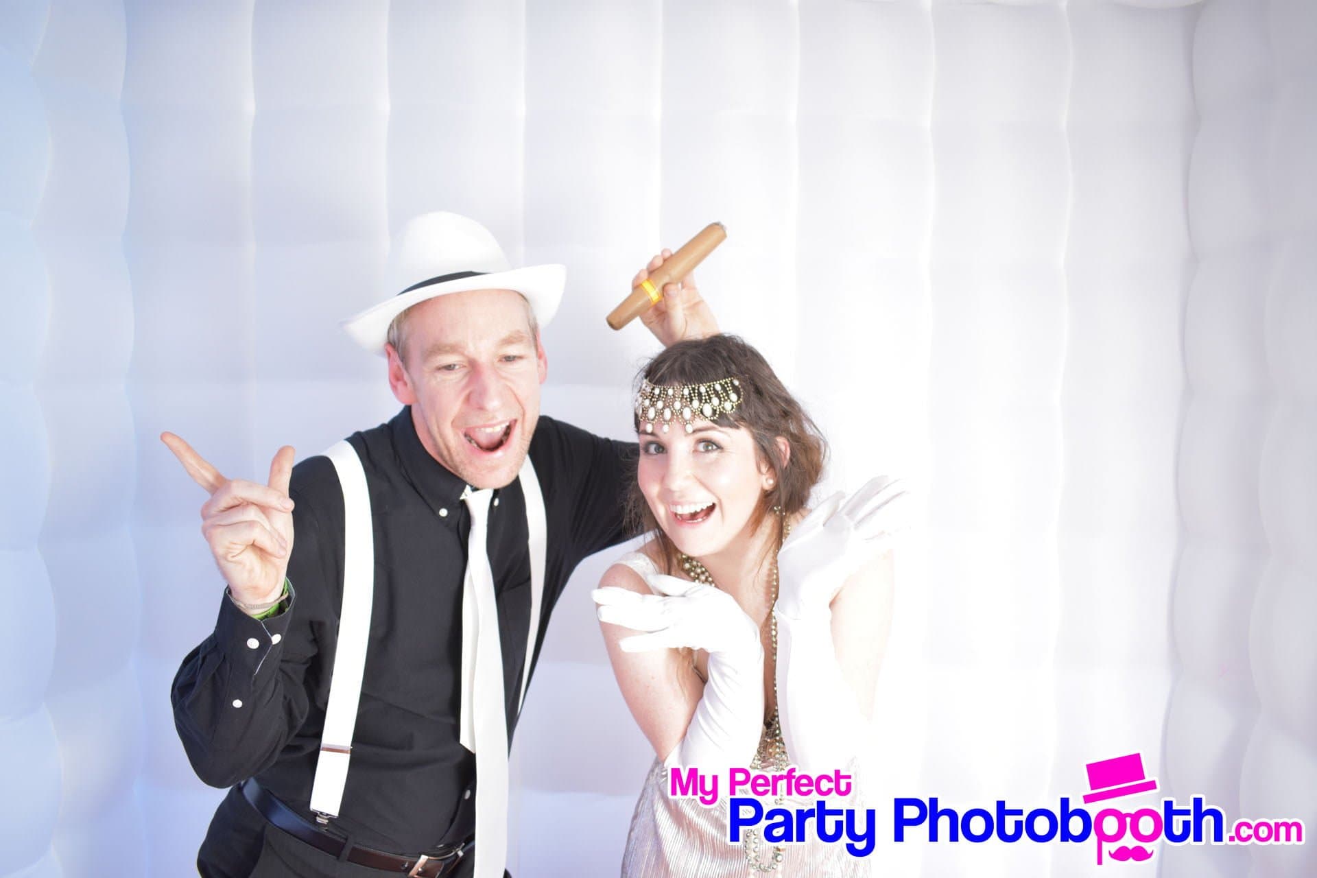 Guests at a Roaring 1920s-themed Christmas party