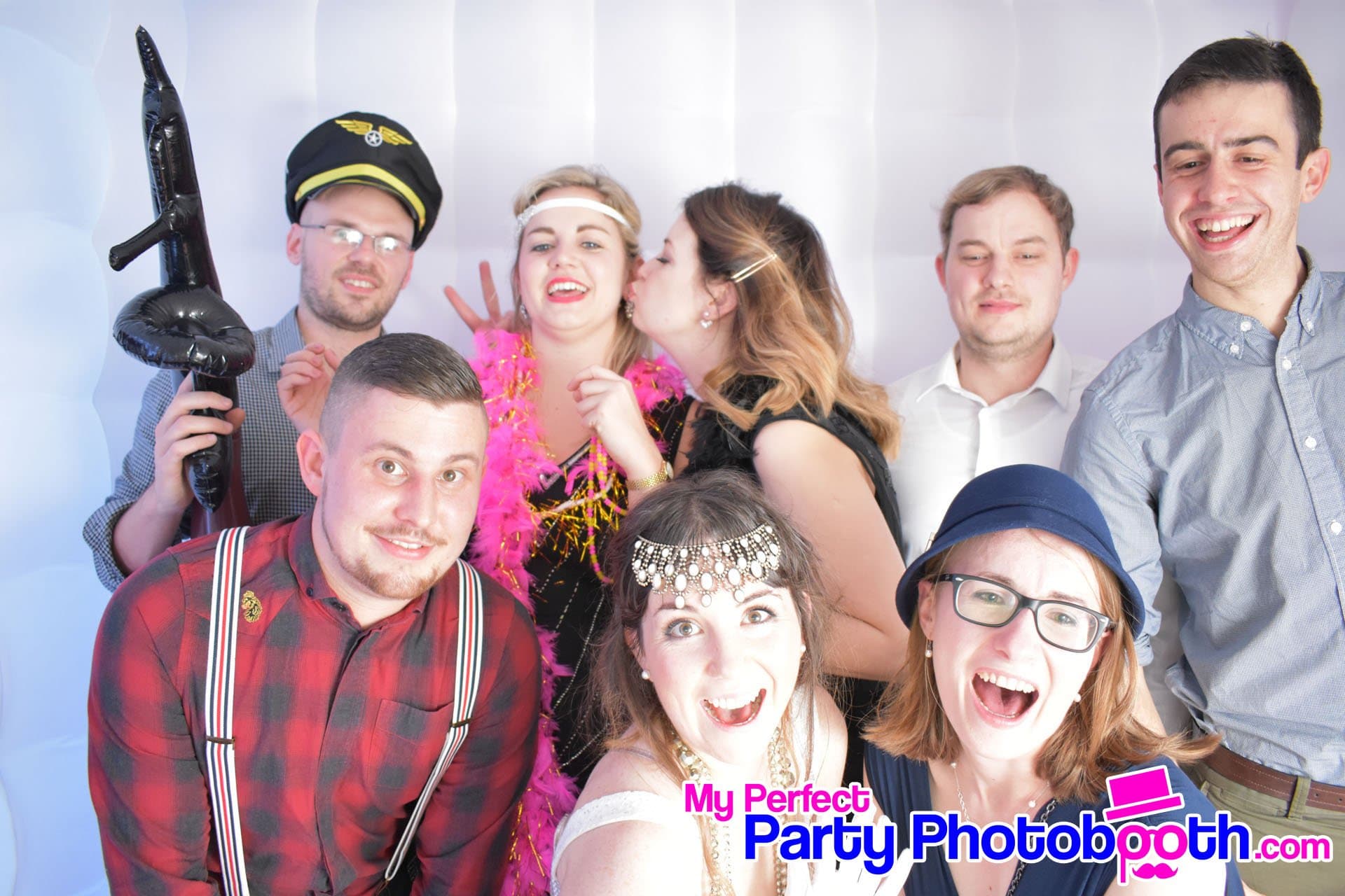 Guests at a Roaring 1920s-themed Christmas party