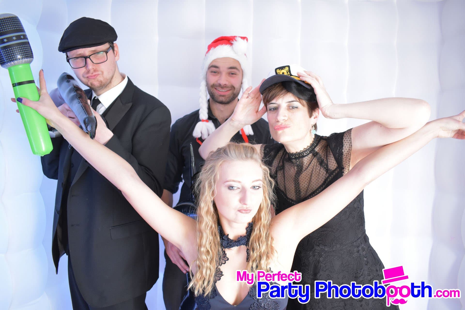 Guests at a Roaring 1920s-themed Christmas party