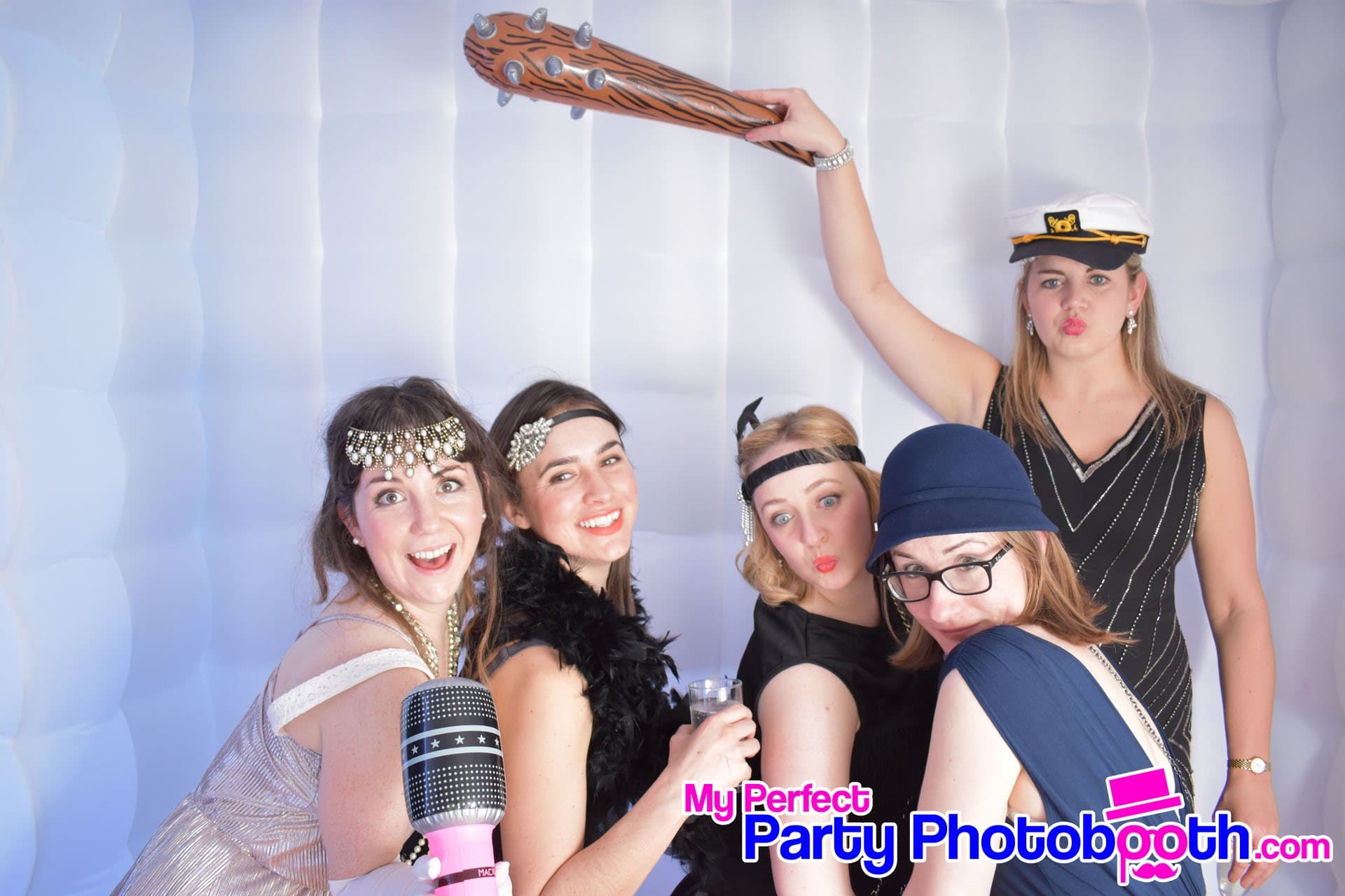 Guests at a Roaring 1920s-themed Christmas party