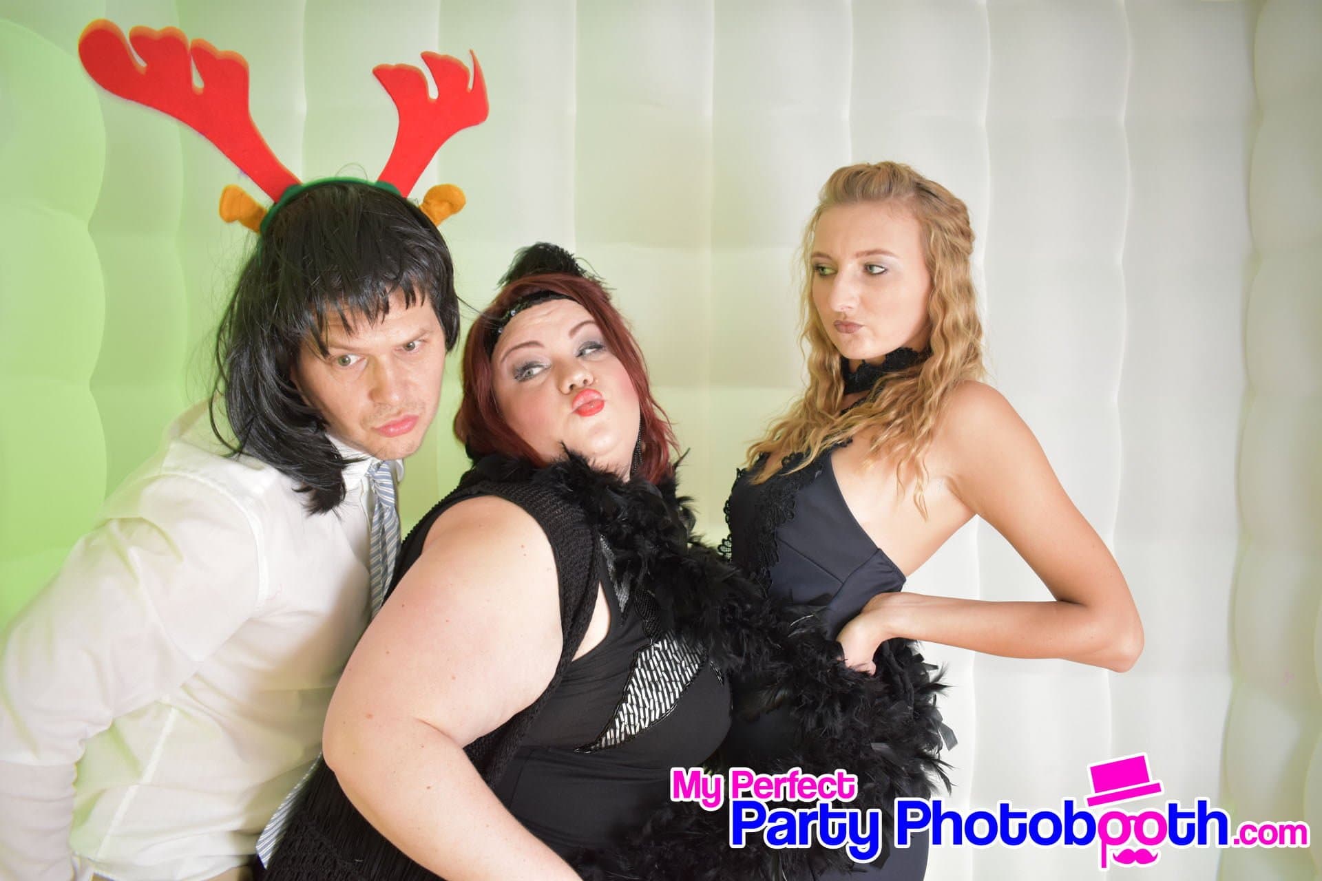 Guests at a Roaring 1920s-themed Christmas party