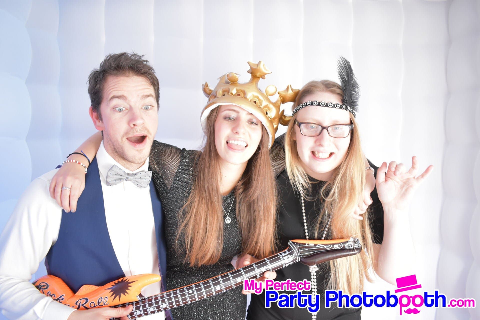 Guests at a Roaring 1920s-themed Christmas party