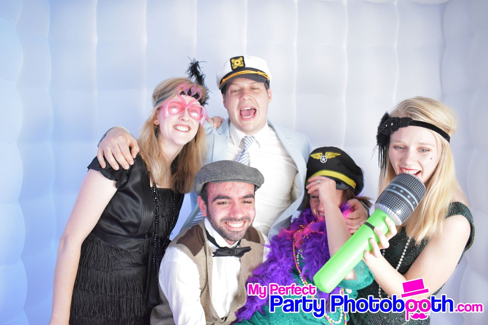 Guests at a Roaring 1920s-themed Christmas party
